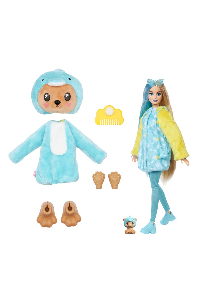 Barbie <sup>®</sup> Cutie Reveal<sup>™</sup> Teddy Bear as Dolphin Doll with 10 Surprises, Alternate, color,