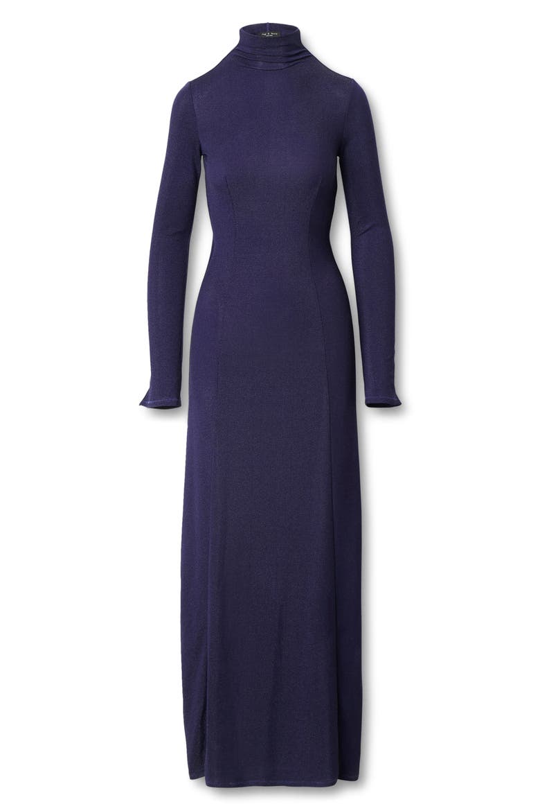 Elsa Metallic Long Sleeve Knit Maxi Dress, Alternate, color, DARK BLUE