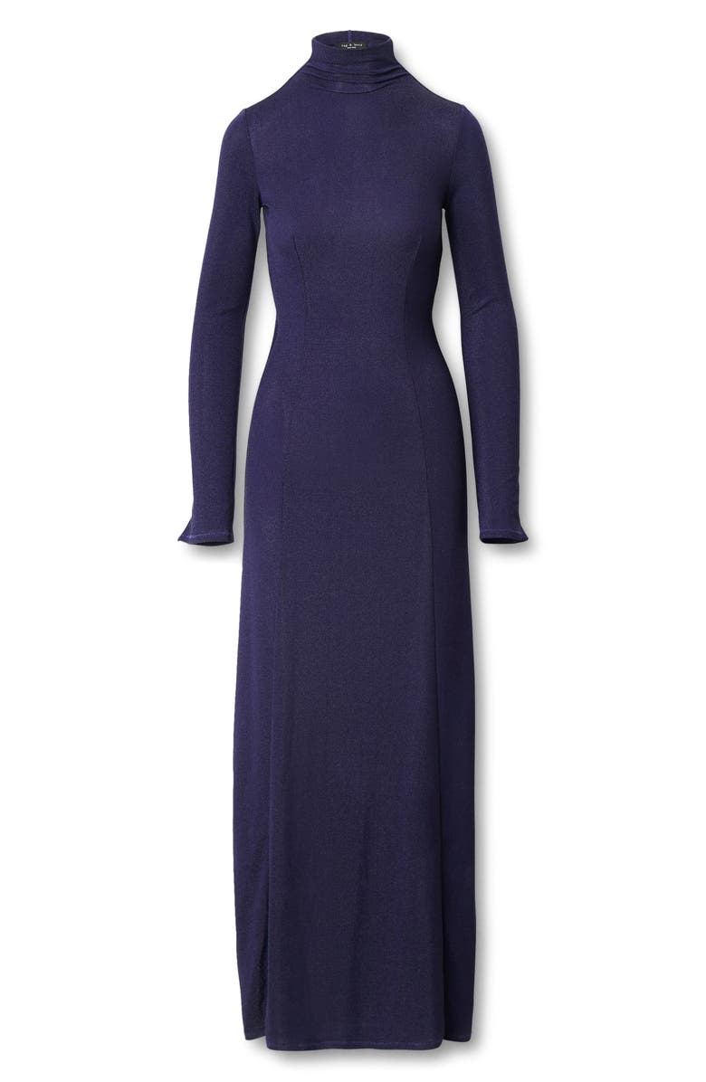 rag & bone Elsa Metallic Long Sleeve Knit Maxi Dress, Alternate, color, Dark Blue