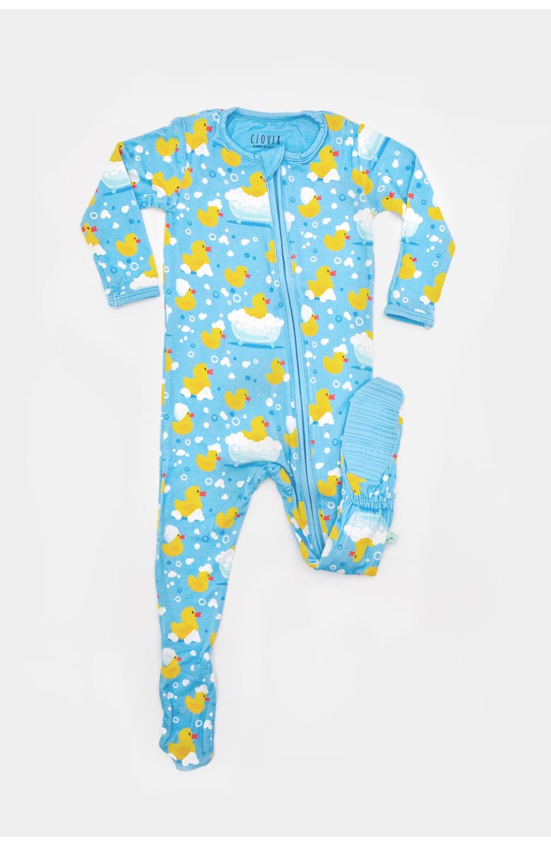 Clover Baby & Kids Soft & Stretchy Zipper Footie - Rubber Duckies, Alternate, color, Rubber Duckies