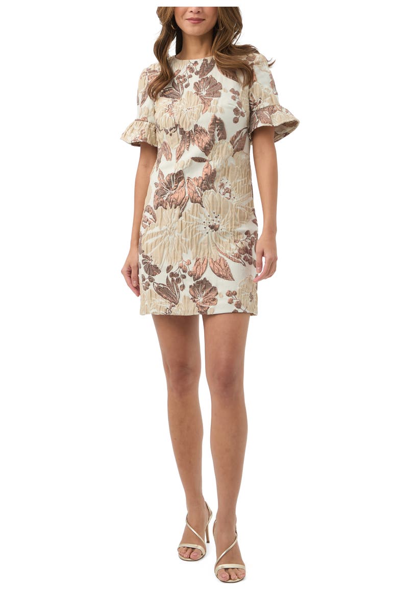 Trina Turk Darling Jacquard Ruffle Sleeve Dress, Alternate, color, Poplar Multi