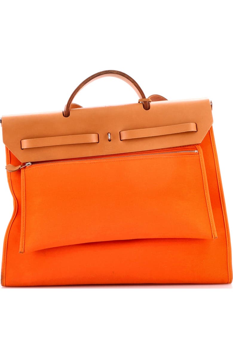 Pre-Owned Hermes Herbag Zip Leather and Toile 39, Alternate, color, Feu