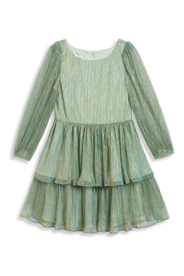 Kids' Amanda Shimmery Pleated Party Dress, Main, color, GREEN