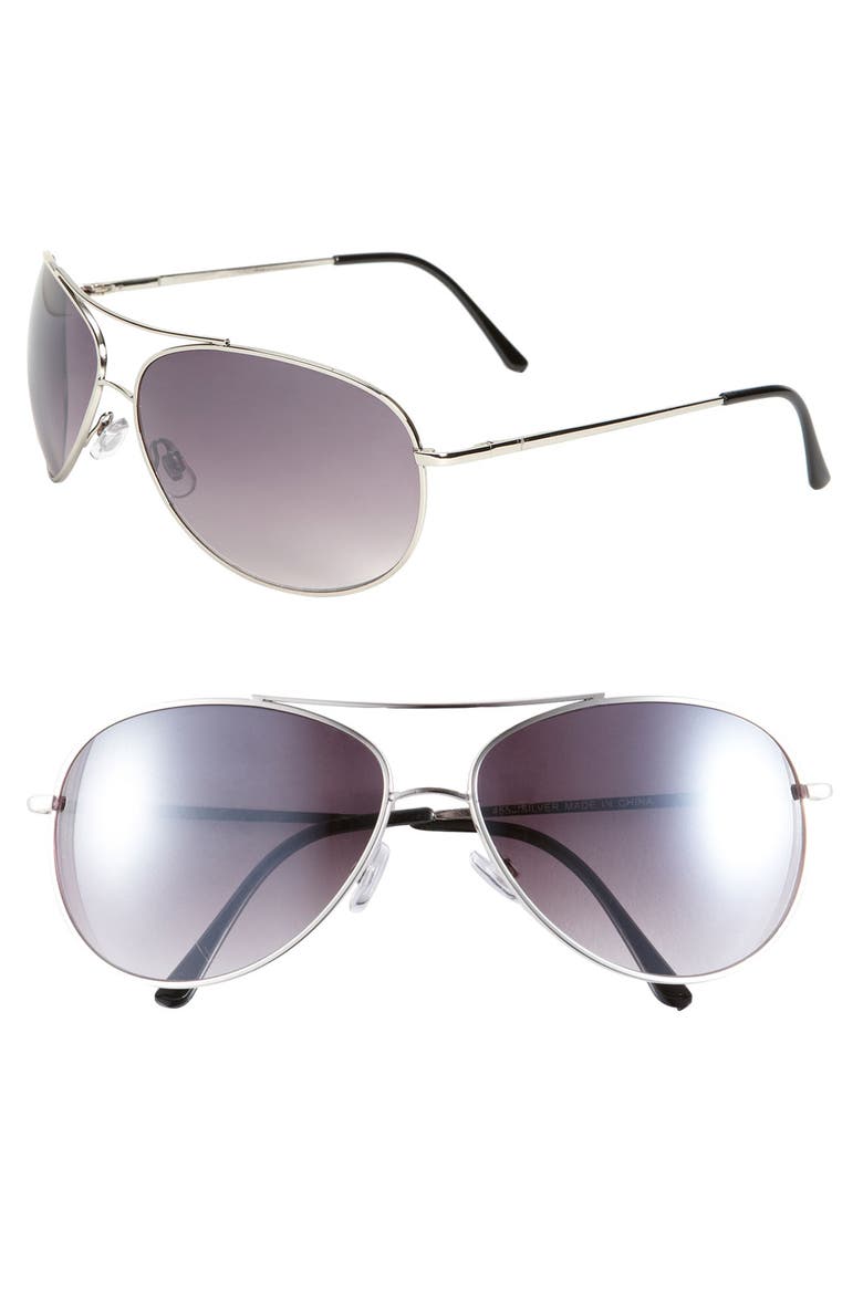 'Strike' Aviator Sunglasses, Main, color, SILVER