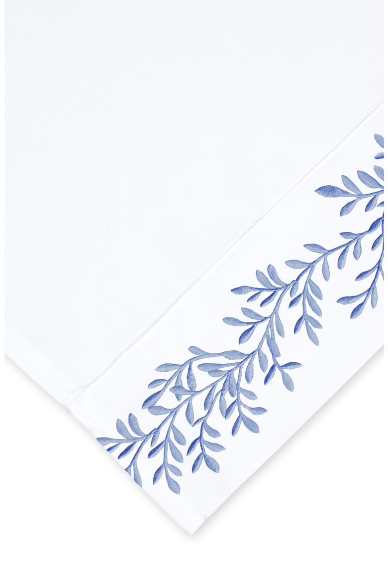 Floral Leaf Embroidered 600 Thread Count 100% Cotton Sheets, Alternate, color, BLUE