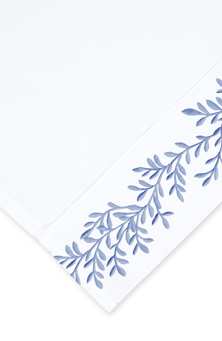 MELANGE HOME Floral Leaf Embroidered 600 Thread Count 100% Cotton Sheets, Alternate, color, Blue