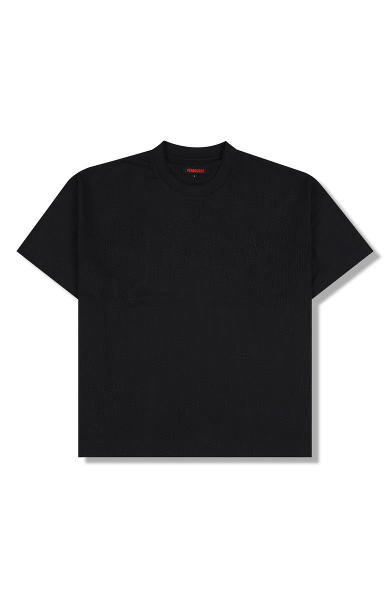 PLEASURES Twitch Cotton Mesh T-Shirt, Main, color, Black