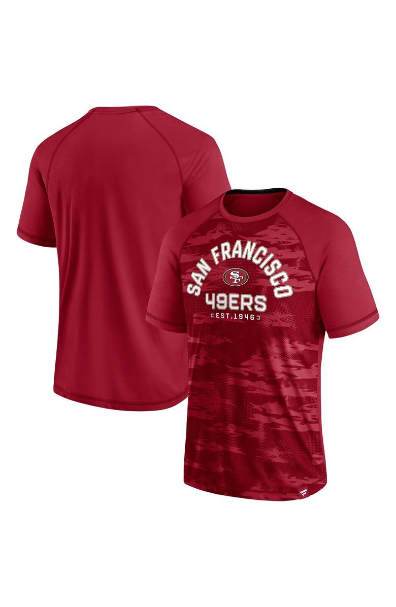 FANATICS Men's Fanatics Branded Scarlet San Francisco 49ers Hail Mary Raglan T-Shirt, Main, color, 