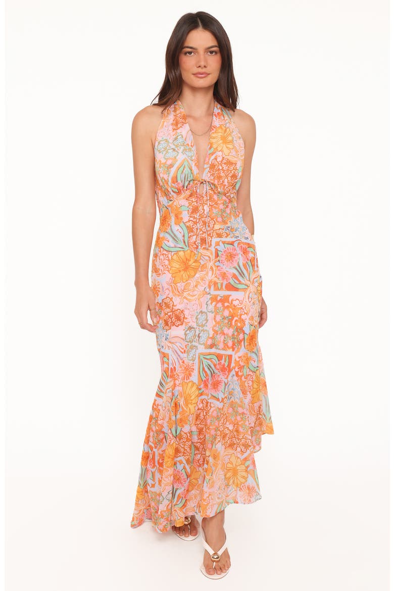 Alkira Halter Neck Maxi Dress, Alternate, color, ORANGE SUMMER GARDEN