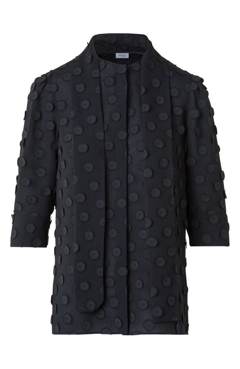 Akris punto Boho Clip Dot Techno Georgette Scarf Neck Shirt, Alternate, color, Black