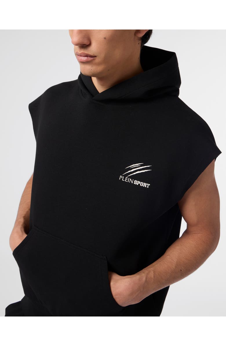 PLEIN SPORT Pique Hoodie Vest Icon Men, Alternate, color, Black