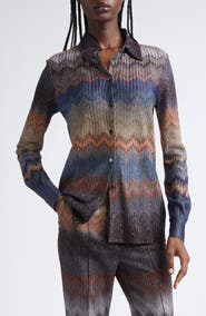 Missoni Metallic Snake Zigzag Button-Up Shirt