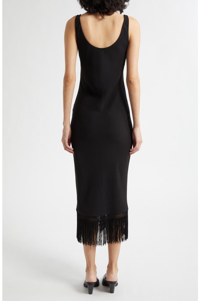 Bianca Fringe Hem Midi Dress, Alternate, color, BLACK