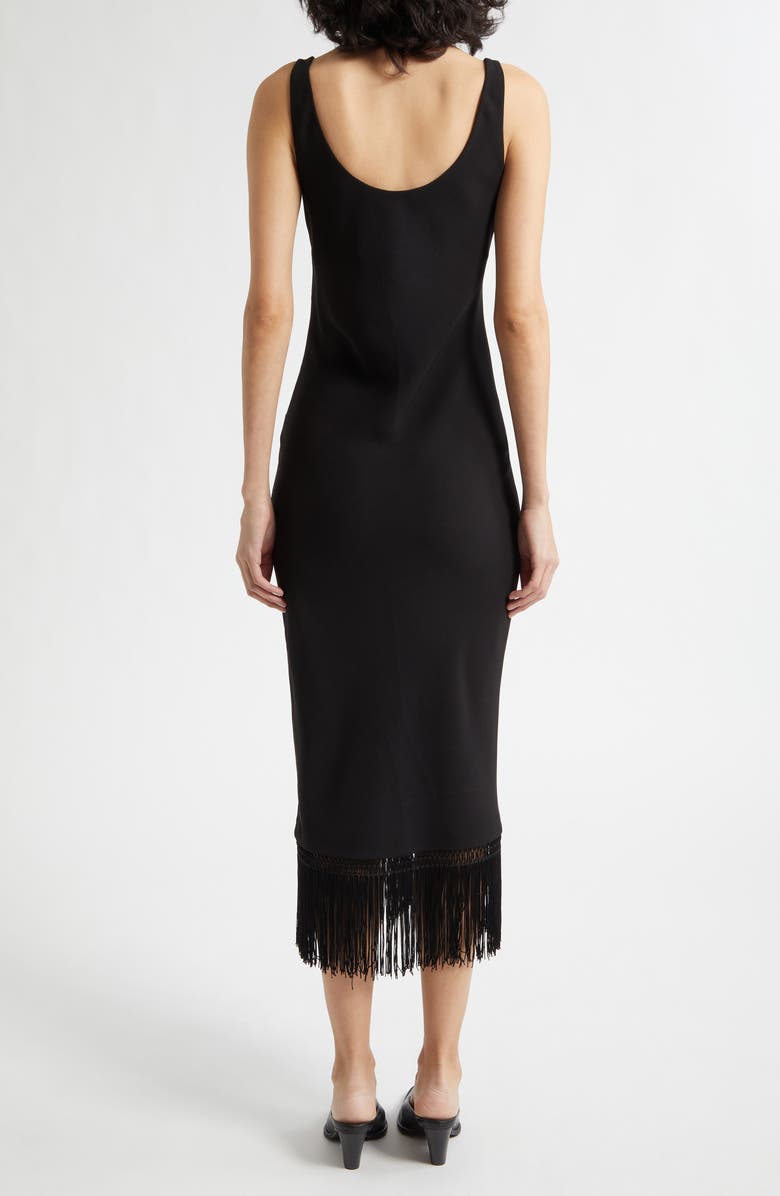 POSSE Bianca Fringe Hem Midi Dress, Alternate, color, Black