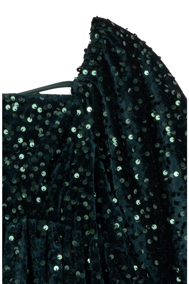 Kids' Sequin Velvet Minidress, Alternate, color, HUNTER