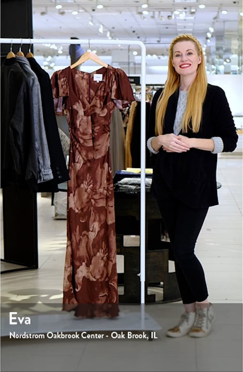 Vida Flutter Sleeve Satin Dress, sales video thumbnail