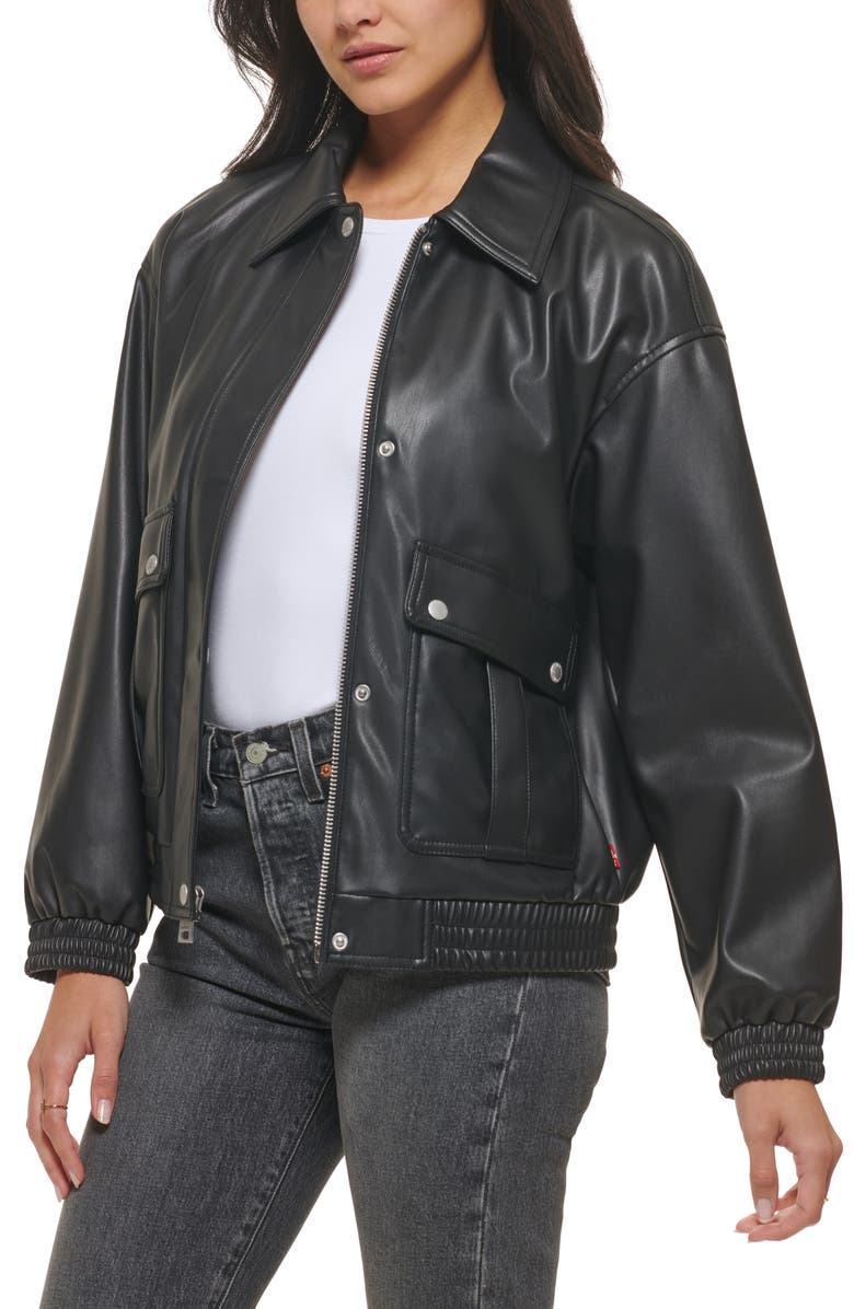 Levi's<sup>®</sup> Faux Leather Dad Bomber Jacket, Main, color,