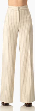 IVONNE Pinstripe Wide-Leg, High-Waist Tailored Pants