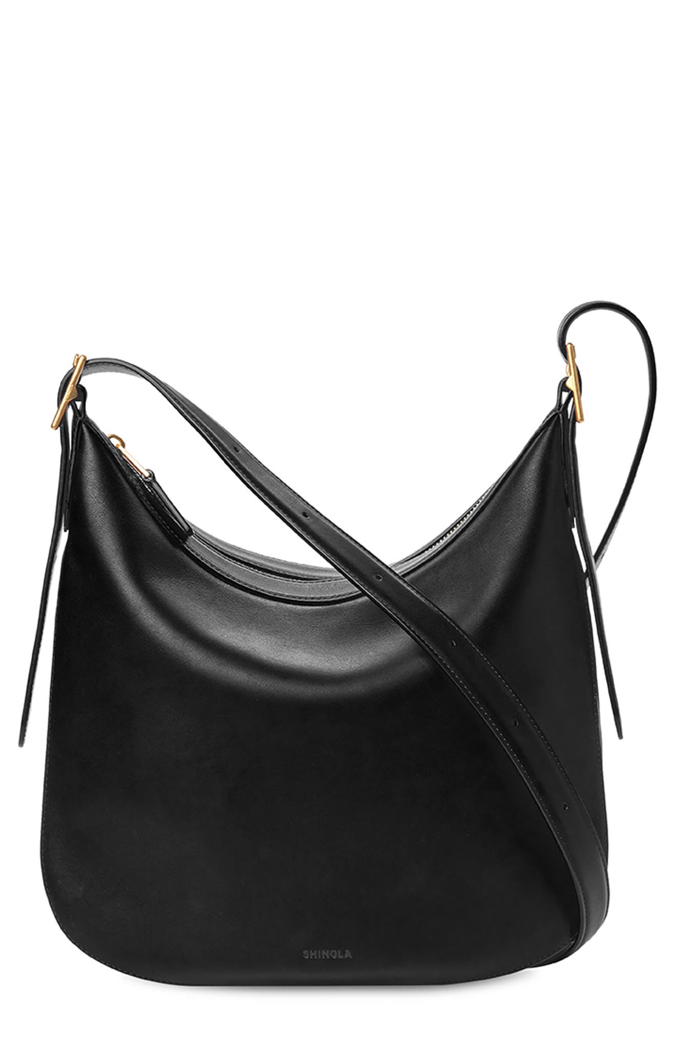 Shinola Medium Bixby Accordion Leather Crossbody Bag, Main, color, Black