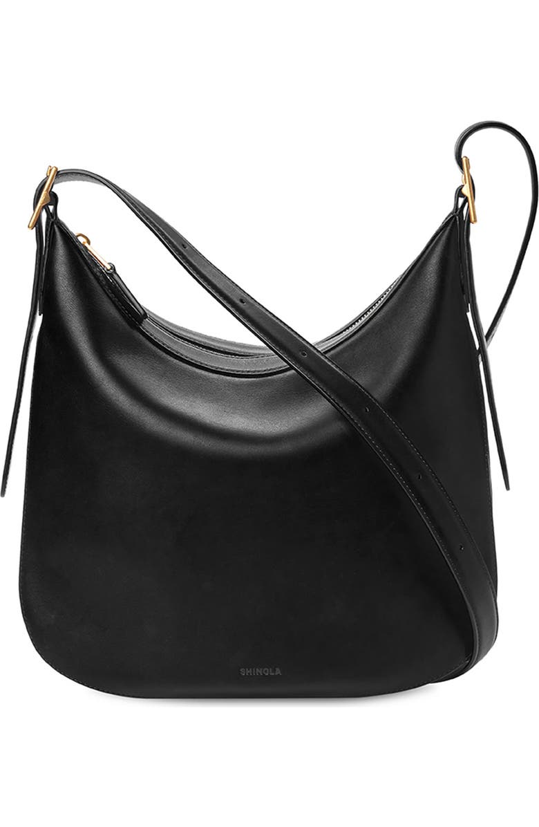 Shinola Medium Bixby Accordion Leather Crossbody Bag, Main, color, Black