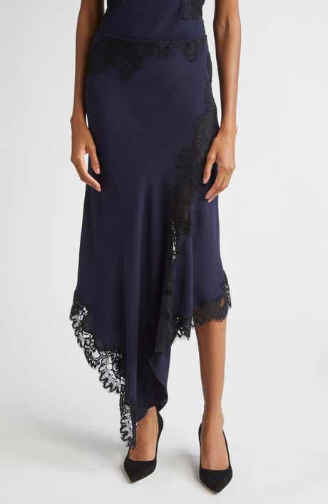 Veronica Beard Hartley Lace Detail Asymmetric Slip Skirt