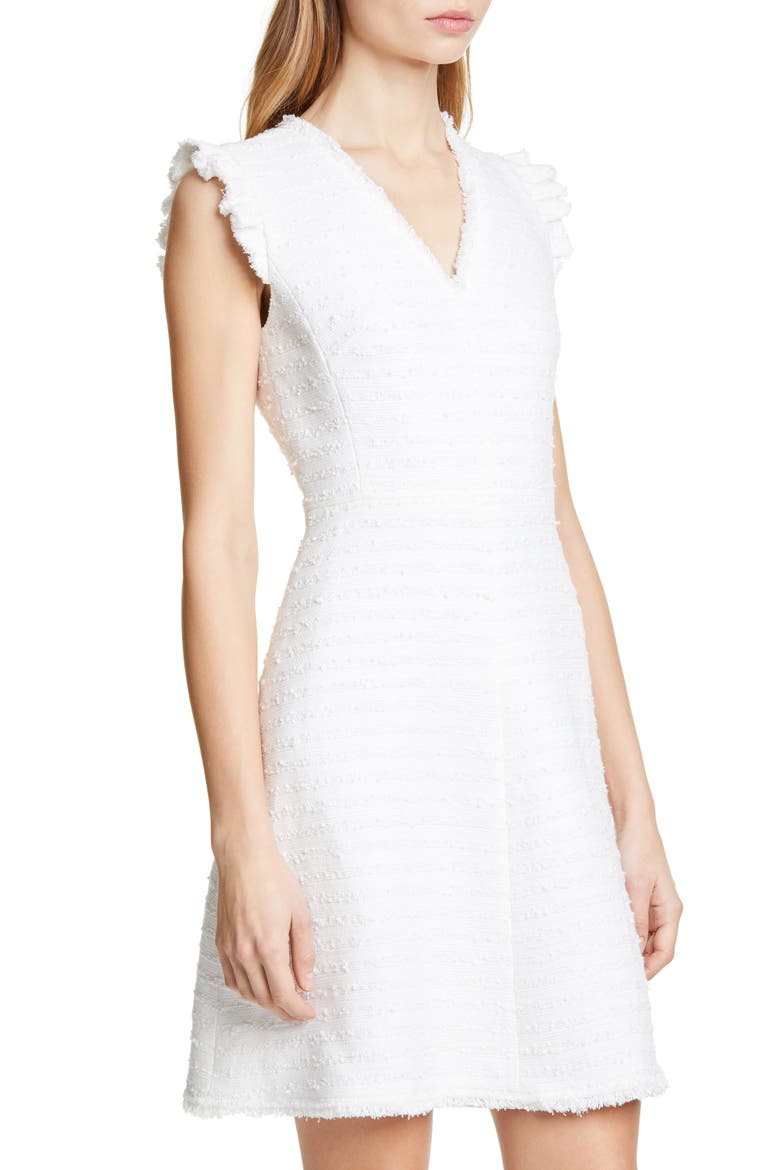 Tweed Stripe Sleeveless Fit & Flare Dress, Alternate, color, SNOW