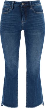 Bayeas Frayed Step Hem Mid Rise Ankle Bootcut Jeans