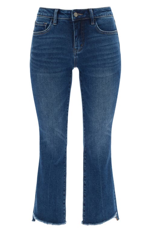 Bayeas Frayed Step Hem Mid Rise Ankle Bootcut Jeans In Blue