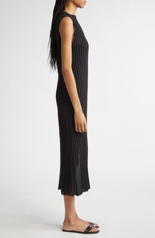 Loulou De Saison Ada Rib Midi Dress In Black
