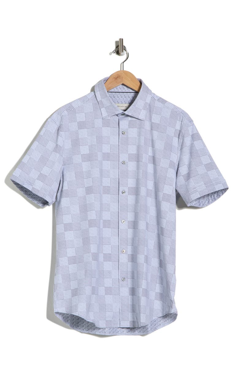 Bugatchi Short Sleeve Woven Shirt, Main, color, Platinum
