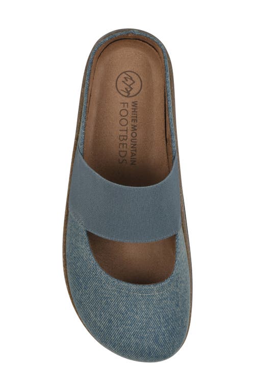 White Mountain Footwear Bassi Wedge Mule In Vintage Blue Fabric