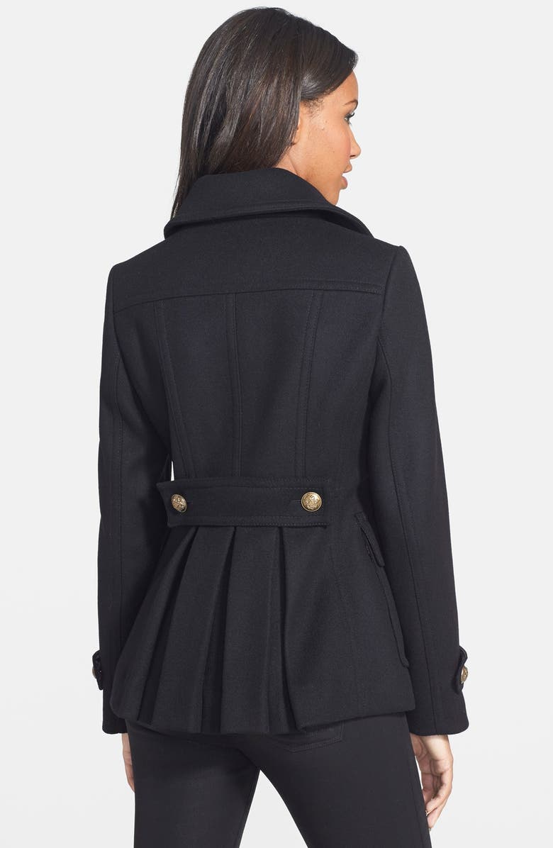 Kristen Blake Double Breasted Wool Blend Skirted Peacoat, Alternate, color, 