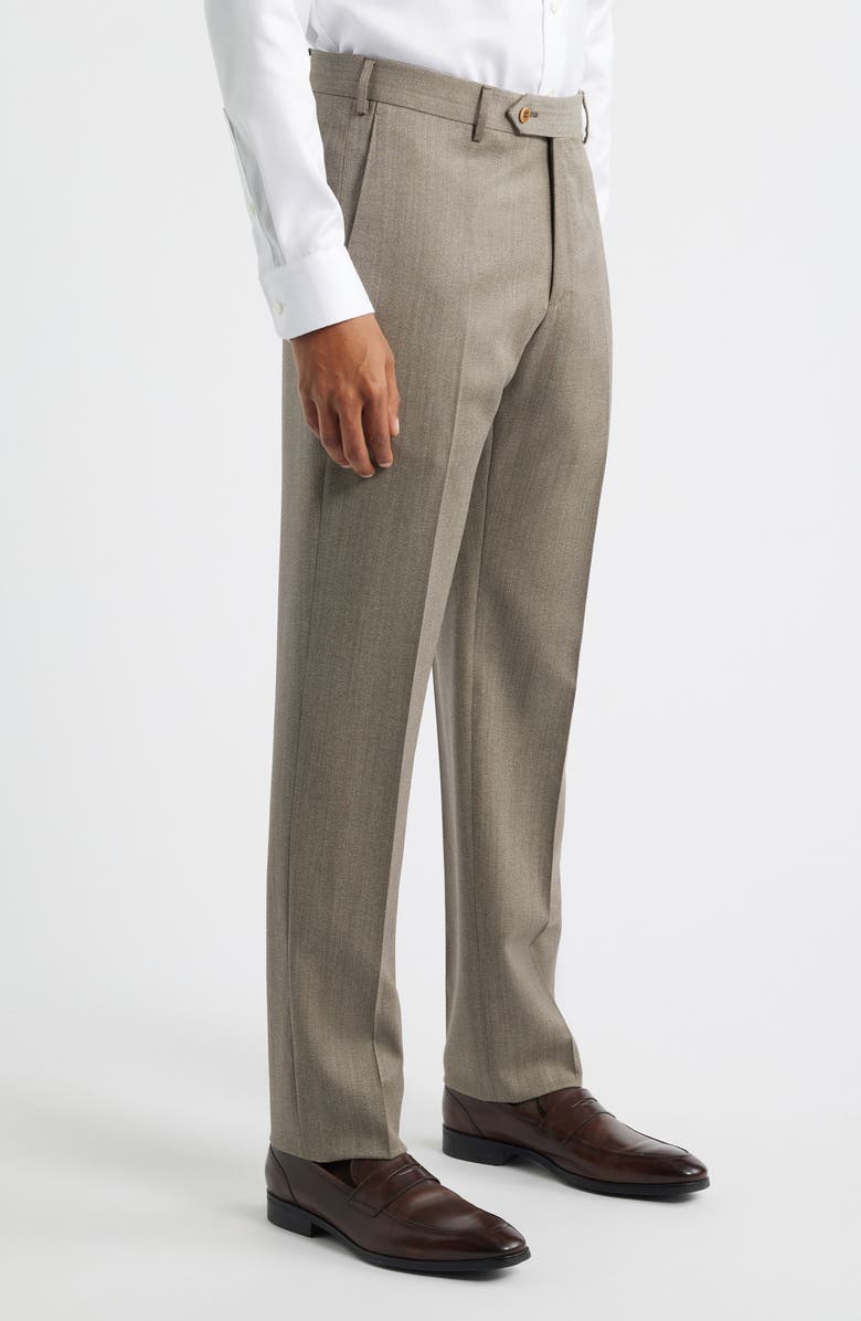 Zanella Parker Flat Front Wool Dress Pants, Alternate, color, Khaki