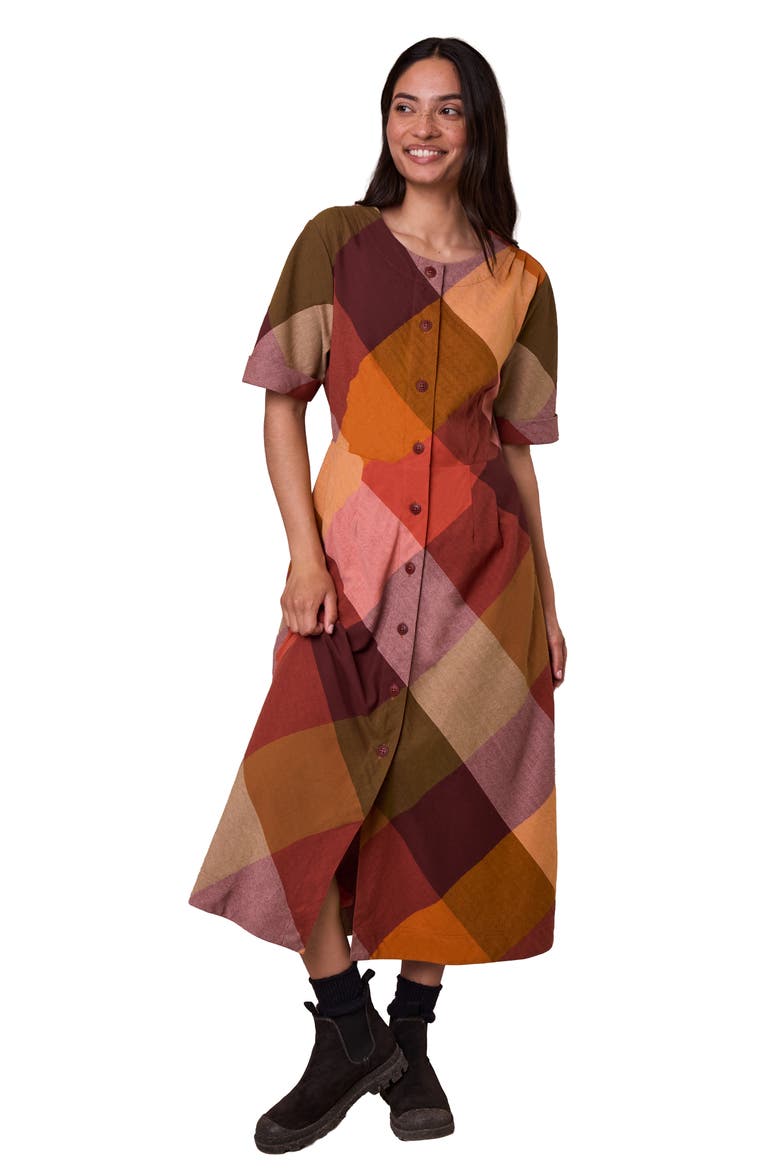 Bias Cut Midi Dress, Main, color, Multi Check