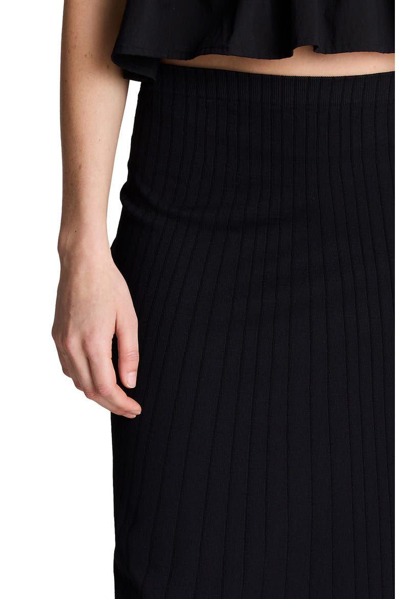 Ribbed Midi Skirt, Alternate, color, BLACK