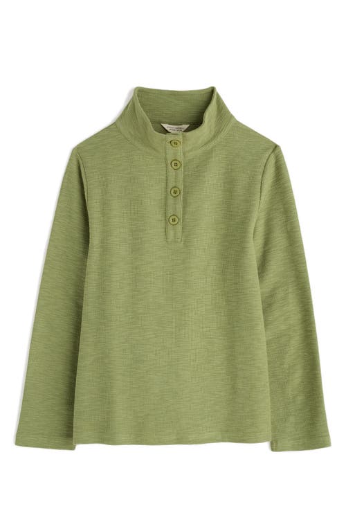 Seasalt Cornwall Last Boat Organic Cotton Half Placket Sweatshirt In Green