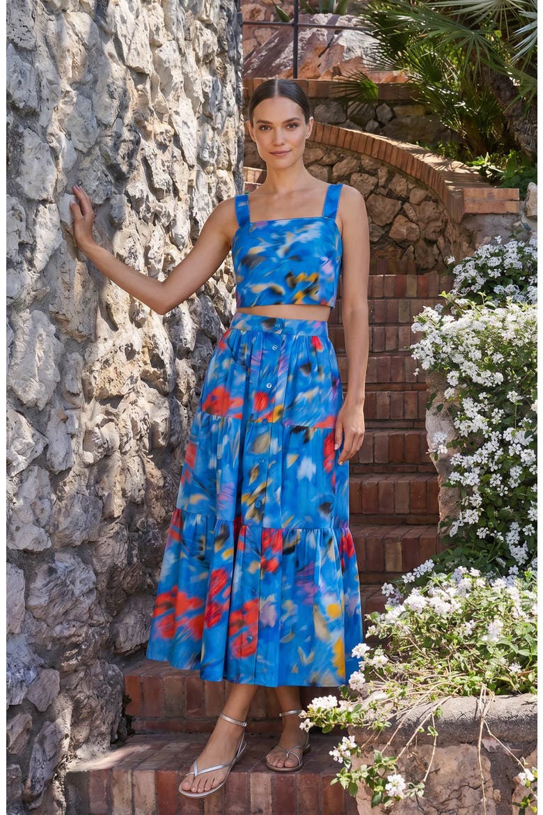 Joanna Tiered Maxi Skirt, Alternate, color, Larkspur Bay