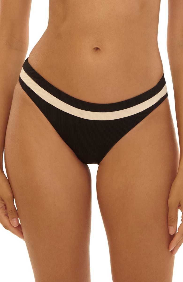 Becca Coast Line Hipster Bikini Bottoms, Main, color, Black/ Tan