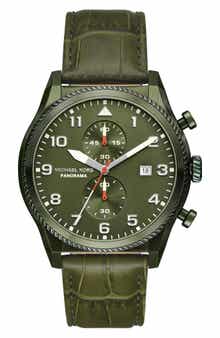 Michael Kors Panorama Chronograph Croc Embossed Leather Strap Watch, 44mm