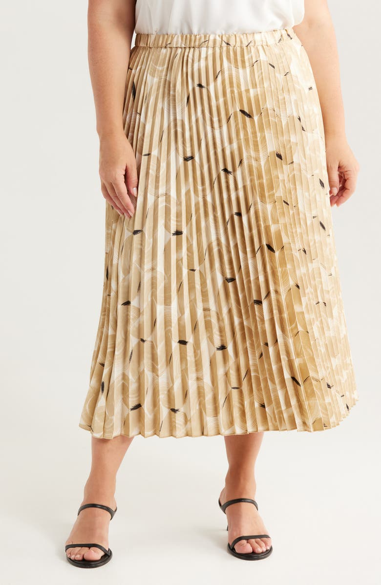 Anne Klein Pull-On Pleated Midi Skirt, Main, color, 