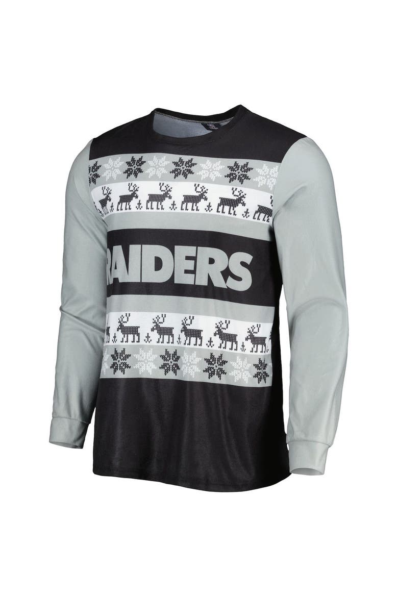 Men's FOCO Black Las Vegas Raiders Team Ugly Pajama Set, Alternate, color, Black