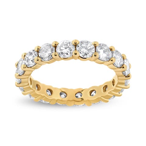 14K Yellow Gold 3.00 Cttw Shared Prong Set Round Cut Diamond Eternity Band