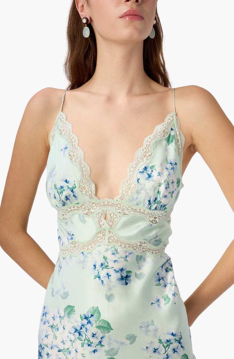 CAMI NYC Bibiana Floral Lace Trim Silk Slipdress, Alternate, color, Climbing Hydrangea