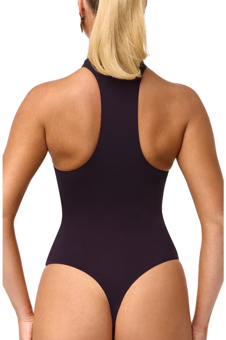 Funnel Neck Racerback Bodysuit, Alternate, color, BLACKBERRY