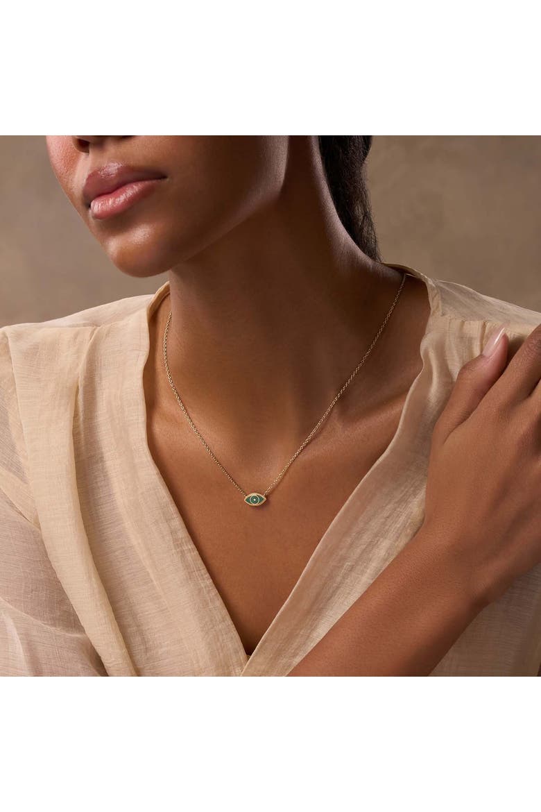 Evil Eye Malachite Gold Plated Women's Necklace - Future Visions, Alternate, color, Gold/green