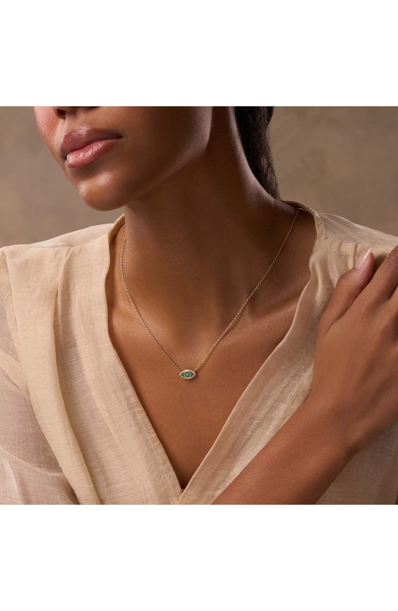 Karma and Luck Evil Eye Malachite Gold Plated Necklace Future Visions, Alternate, color, Gold/Green