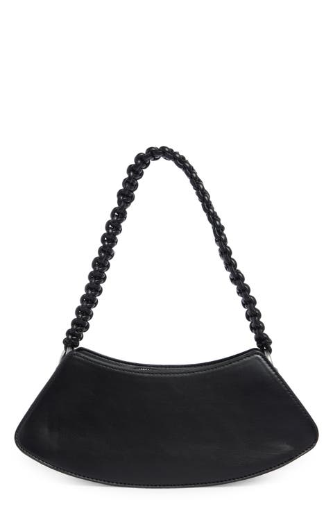 Curved Faux Leather Baguette