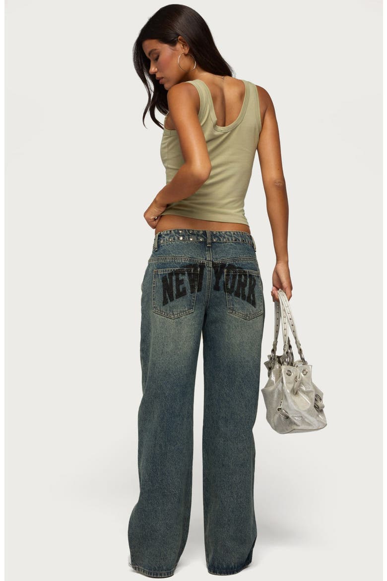 NYC Studded Low Rise Baggy Jeans, Alternate, color, BLUE-WASHED