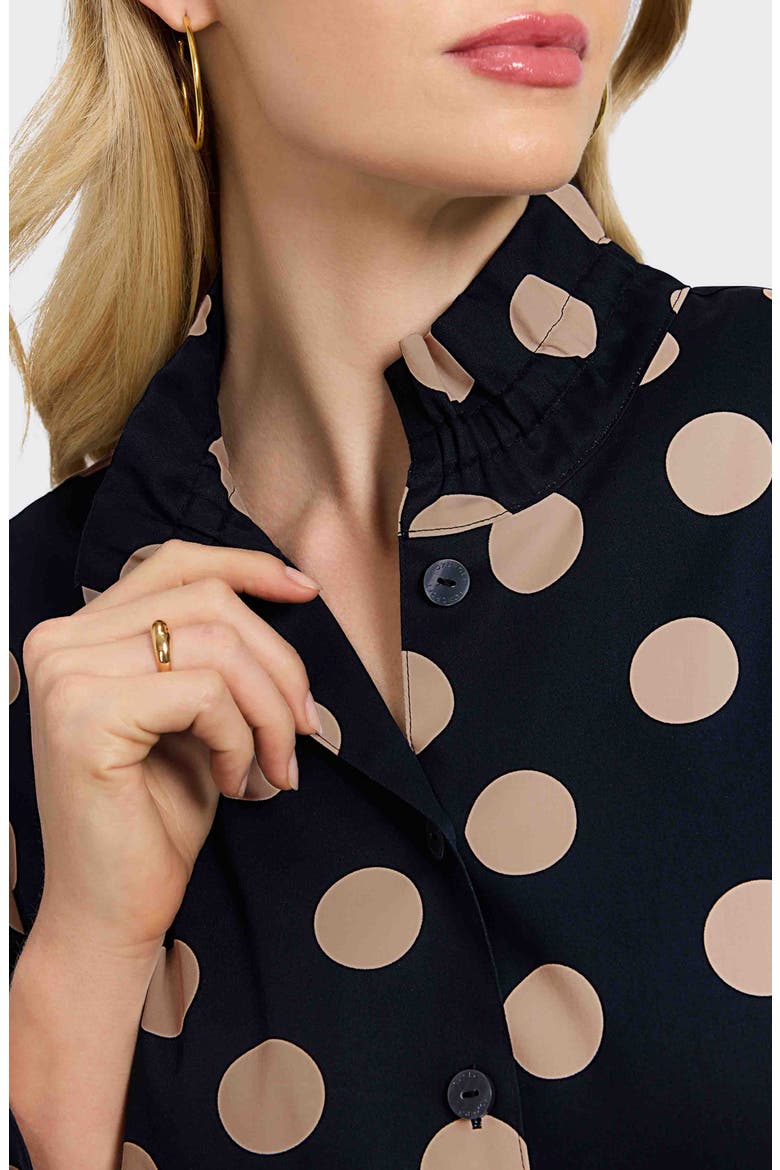 Carolina Dot Print Cotton Button-Up Shirt, Alternate, color, BLACK/ ALMOND