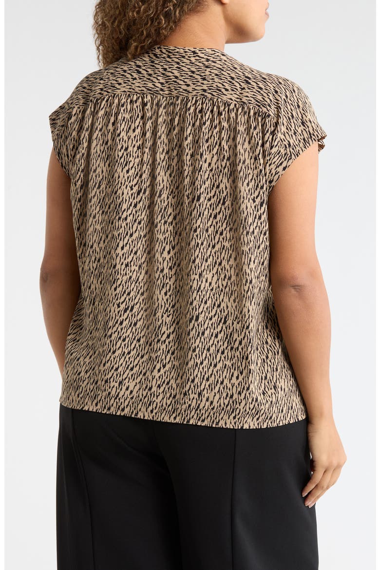 Growover Print Shirred V-Neck Top, Alternate, color, BEIGE HUMMUS- BLACK CAMO